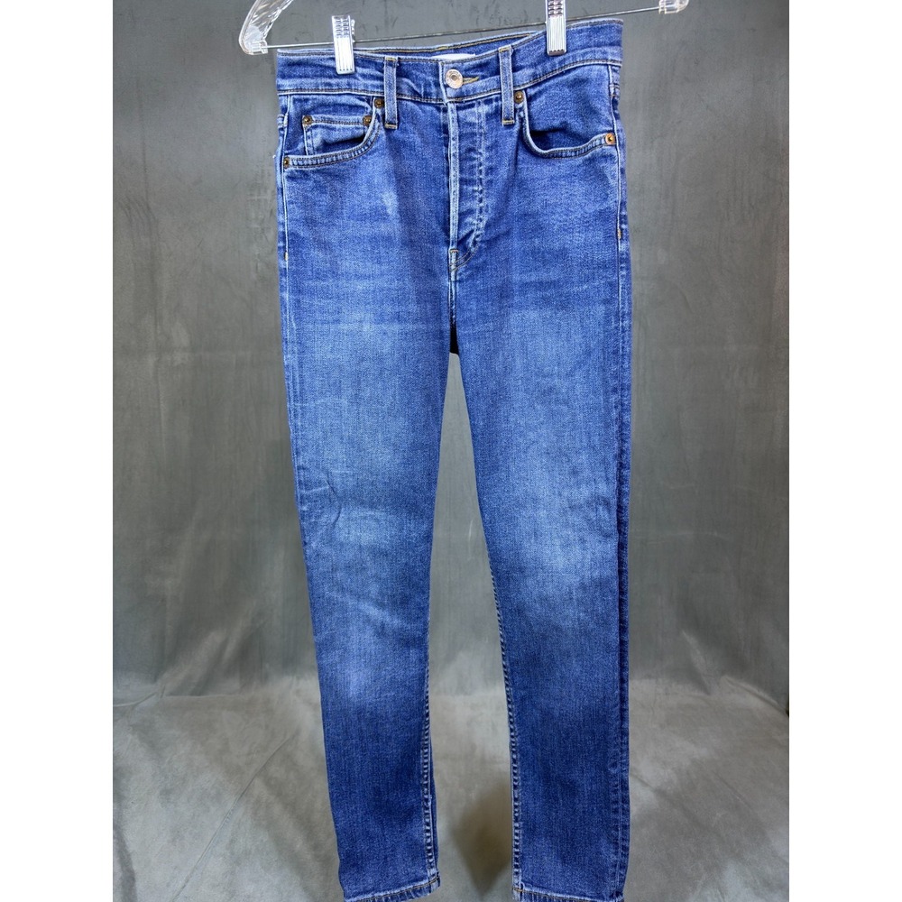 RE-DONE Jeans Womens Blue High Rise Ankle Crop Button Fly Stretch 90s sz 26